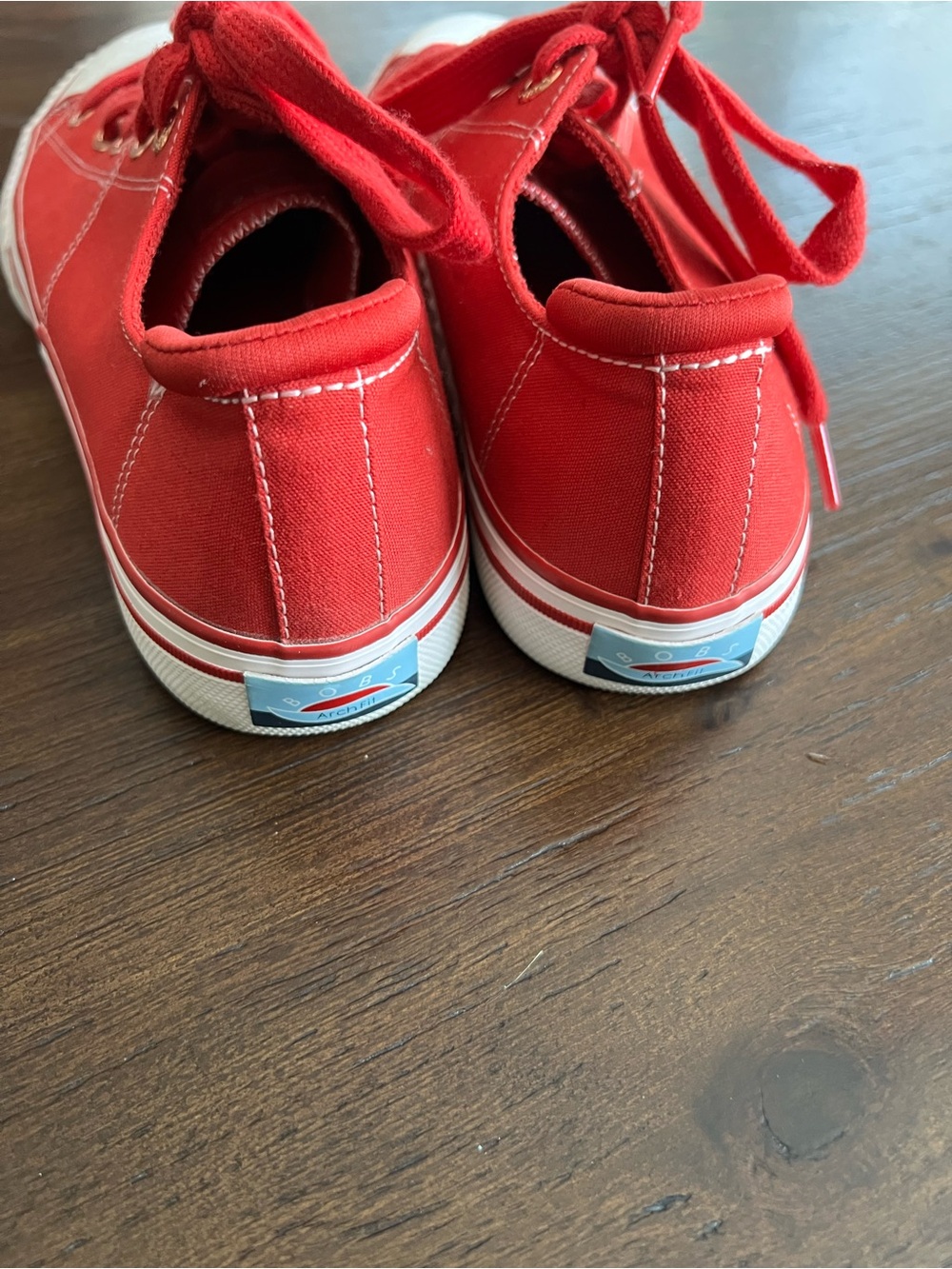 Skechers BOBS Red Canvas Low-Top Sneakers - Picture 4 of 5
